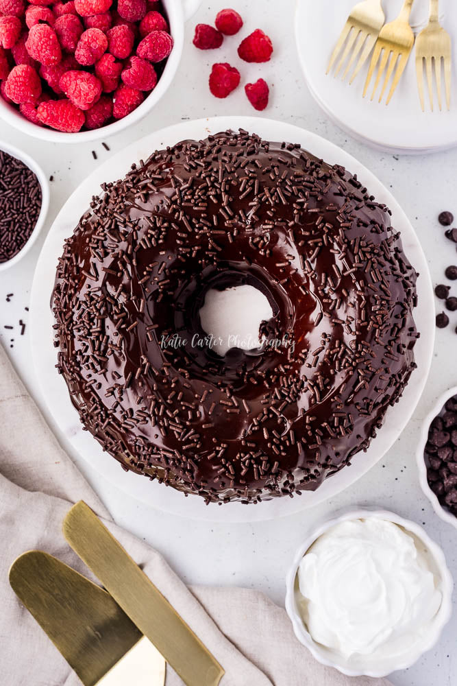 Chocolate Sour Cream Pound Cake with Chocolate Ganache Glaze {exclusive}