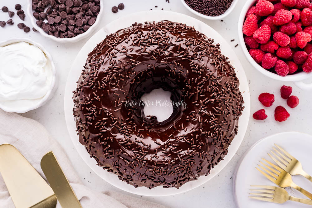 Chocolate Sour Cream Pound Cake with Chocolate Ganache Glaze {exclusive}