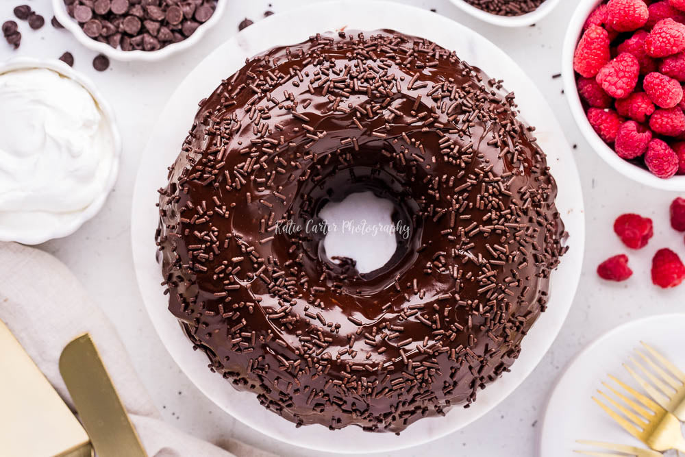 Chocolate Sour Cream Pound Cake with Chocolate Ganache Glaze {exclusive}