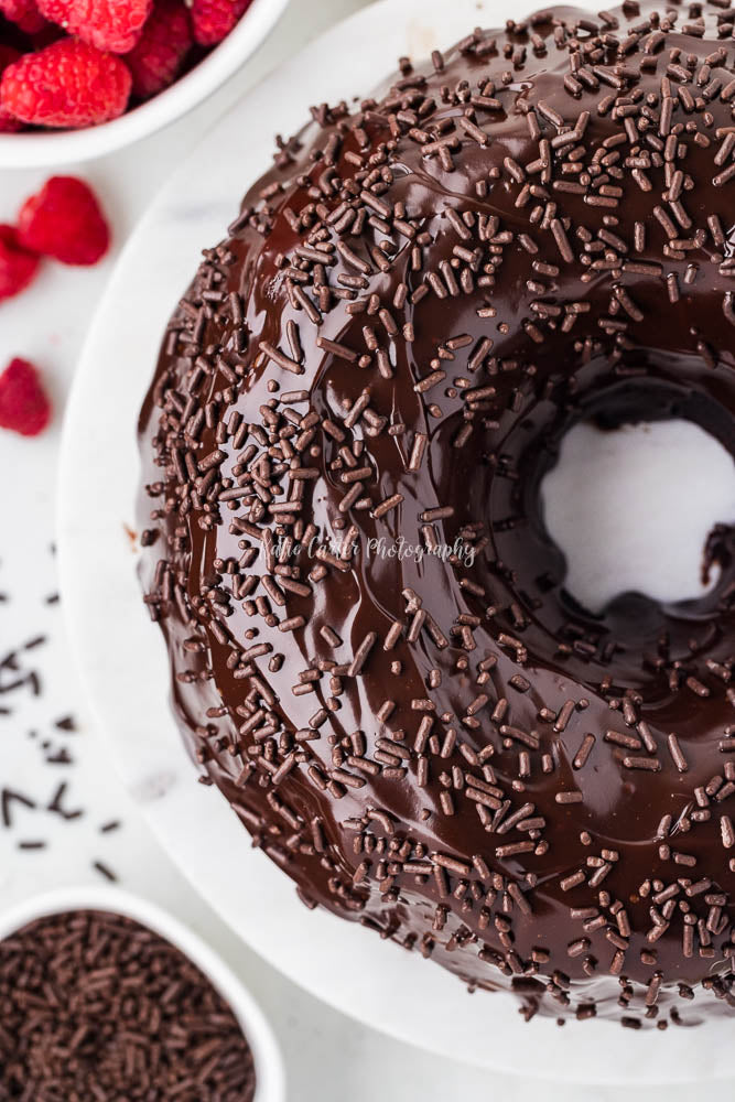 Chocolate Sour Cream Pound Cake with Chocolate Ganache Glaze {exclusive}