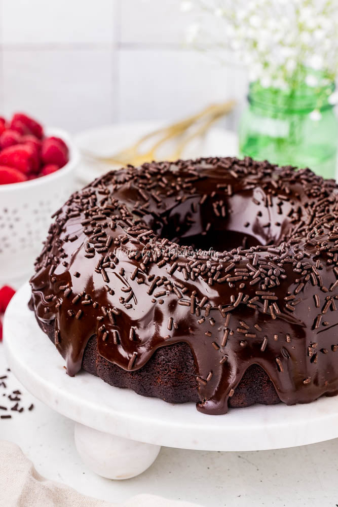 Chocolate Sour Cream Pound Cake with Chocolate Ganache Glaze {exclusive}