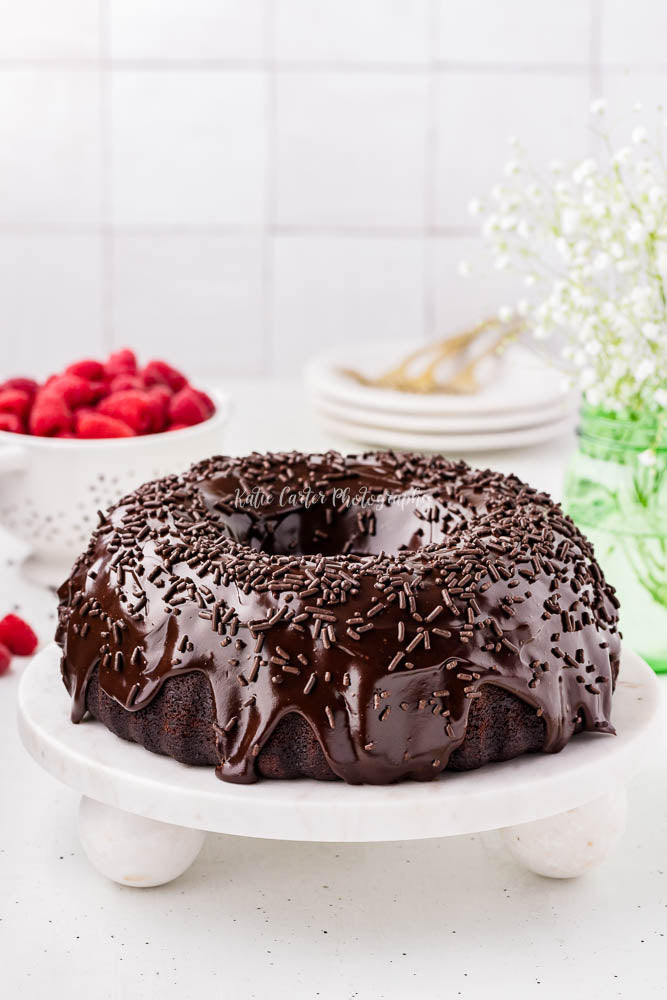 Chocolate Sour Cream Pound Cake with Chocolate Ganache Glaze {exclusive}