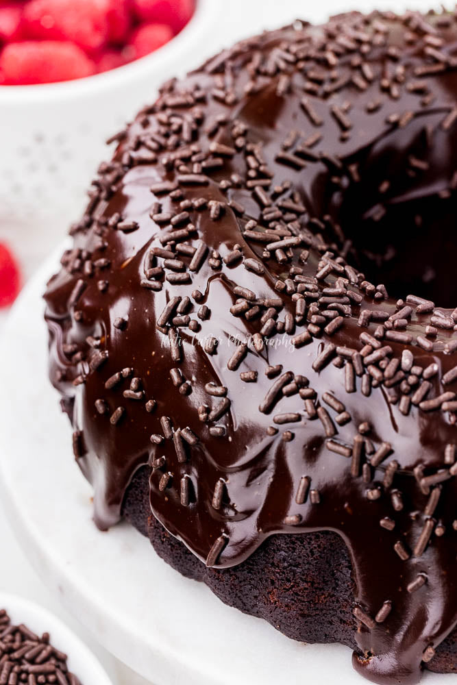 Chocolate Sour Cream Pound Cake with Chocolate Ganache Glaze {exclusive}