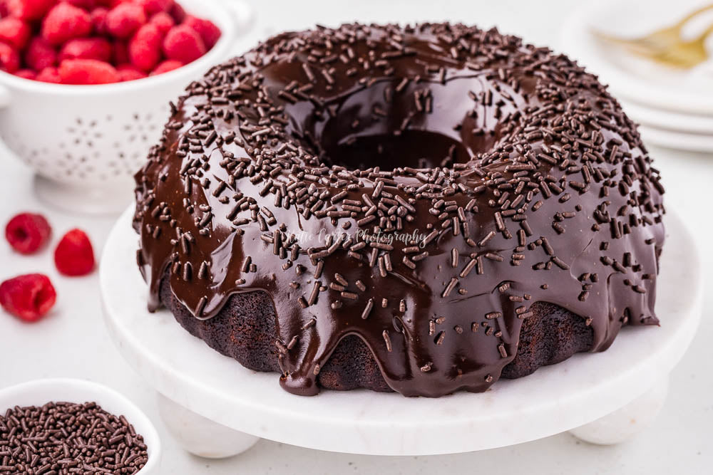 Chocolate Sour Cream Pound Cake with Chocolate Ganache Glaze {exclusive}