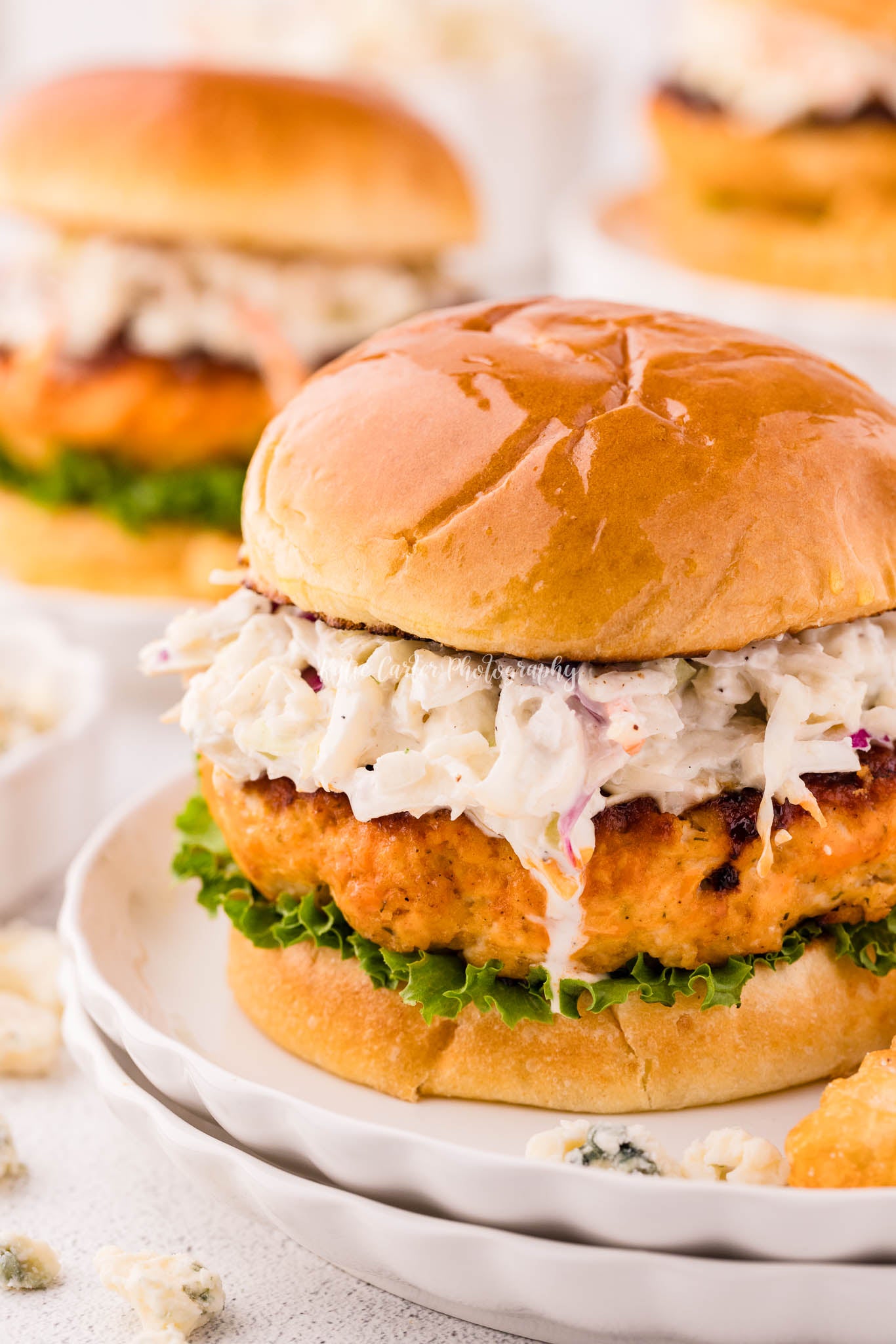 Buffalo Chicken Burgers with Blue Cheese Coleslaw {2 Recipe Bundle}