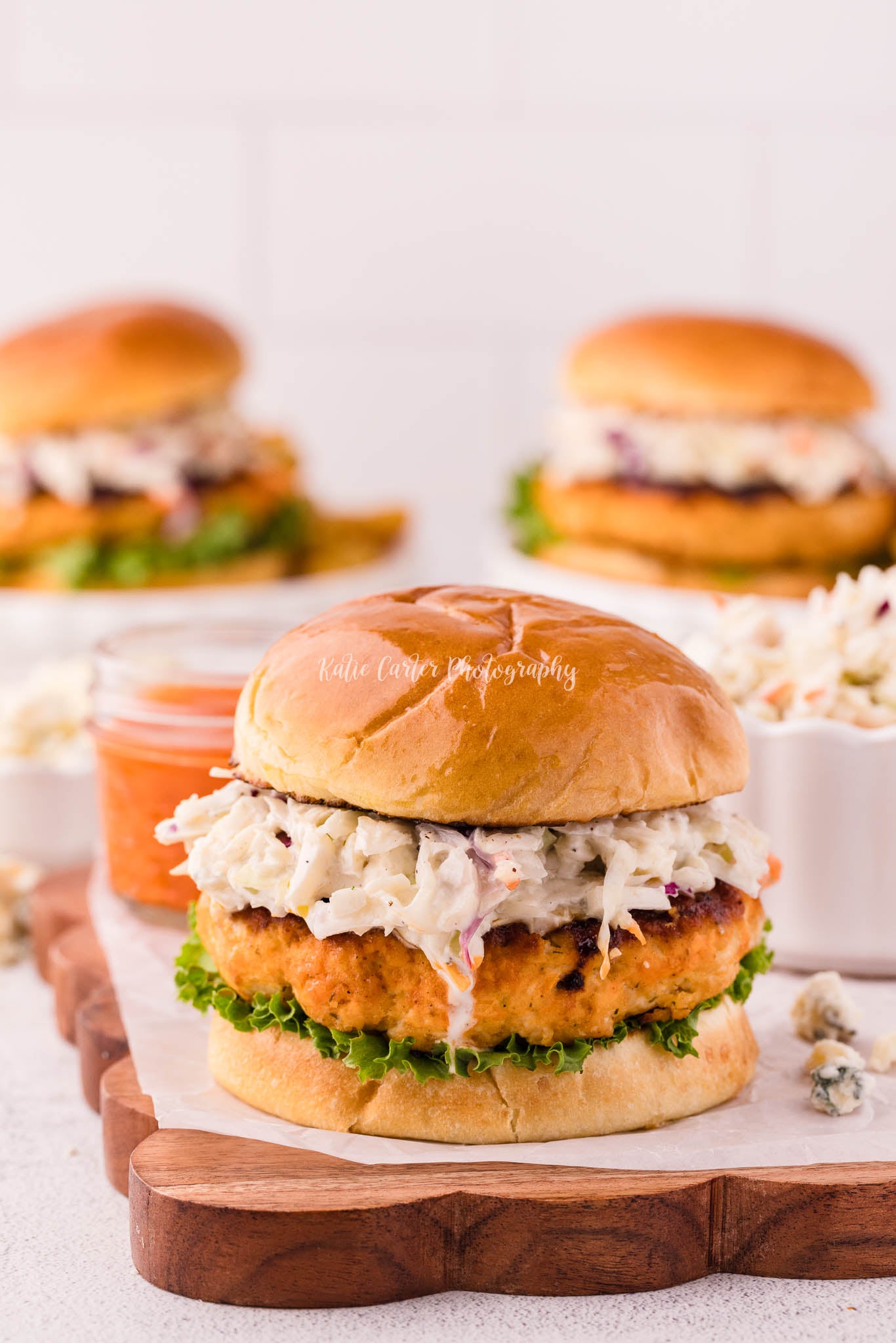 Buffalo Chicken Burgers with Blue Cheese Coleslaw {2 Recipe Bundle}