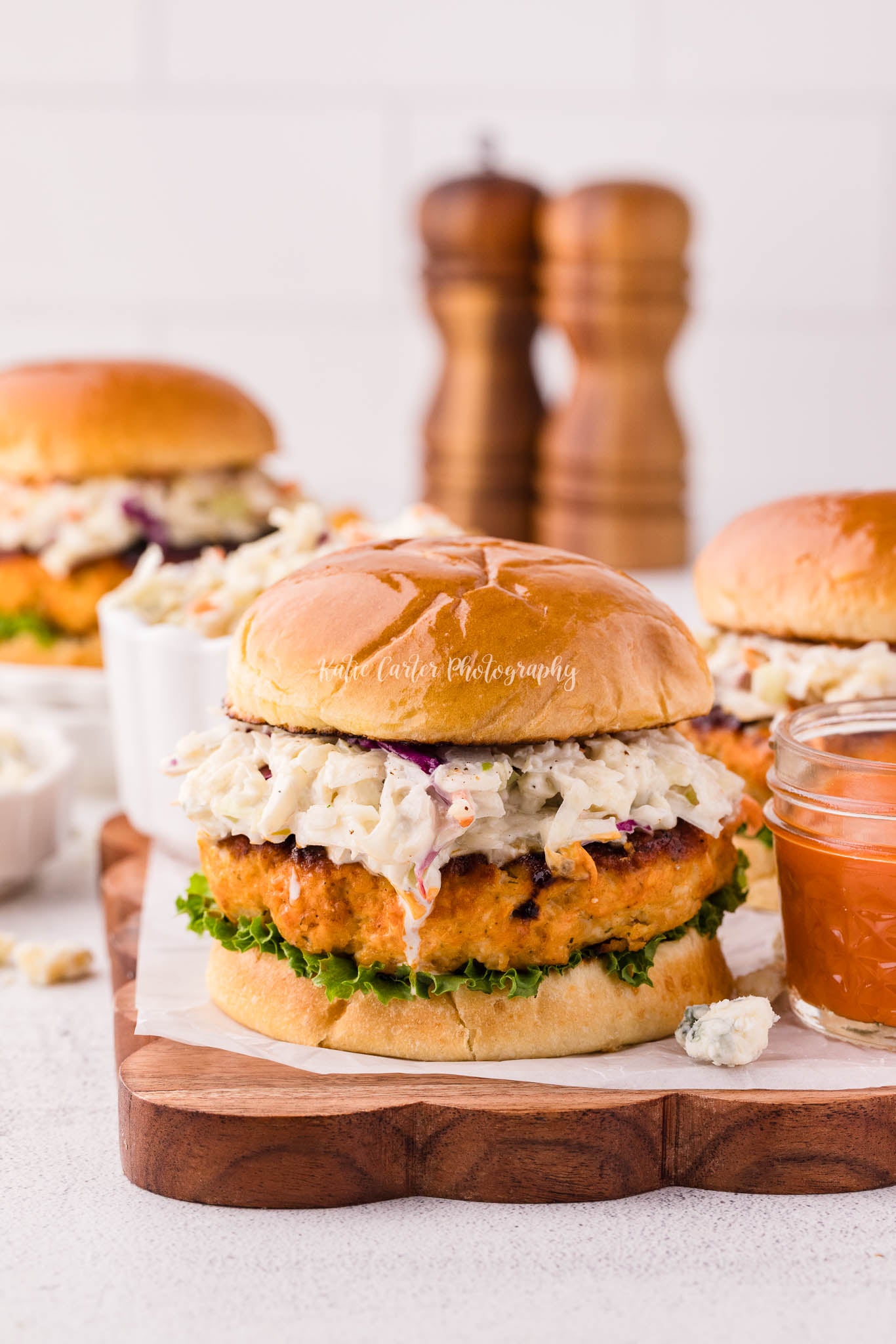 Buffalo Chicken Burgers with Blue Cheese Coleslaw {2 Recipe Bundle}