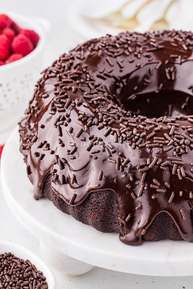 Chocolate Sour Cream Pound Cake with Chocolate Ganache Glaze {exclusive}