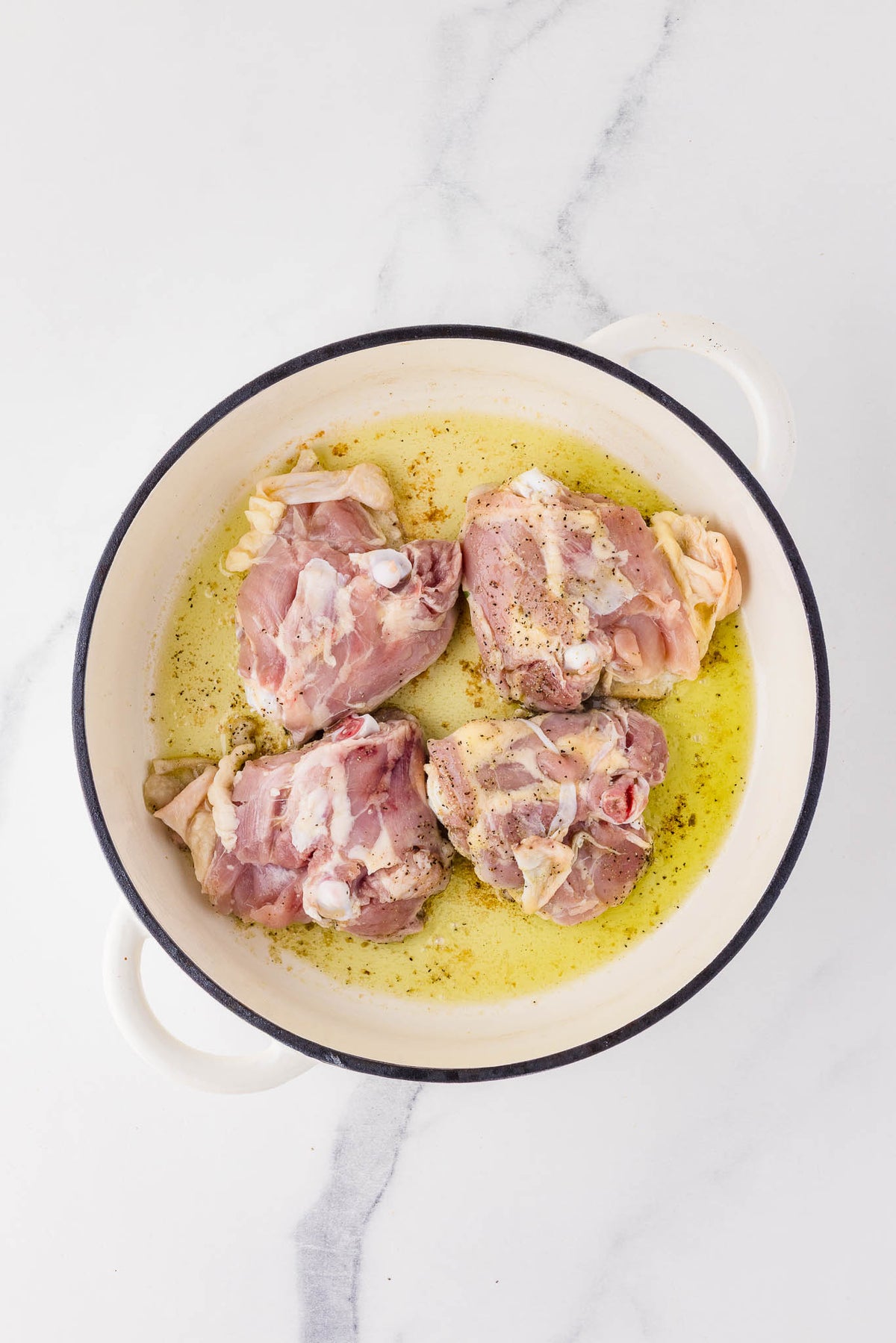 One Skillet Greek Chicken Thighs & Orzo